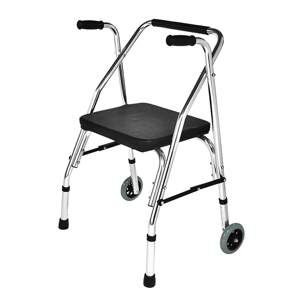 Upright Walker for Seniors, Lightweight Folding Walking Frame with Seat, Armrests and Adjustable Height