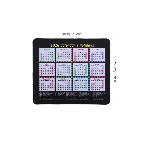 Multi Color Rubber Gaming Mouse Pad Calendar 2026 with Stable Grip 1