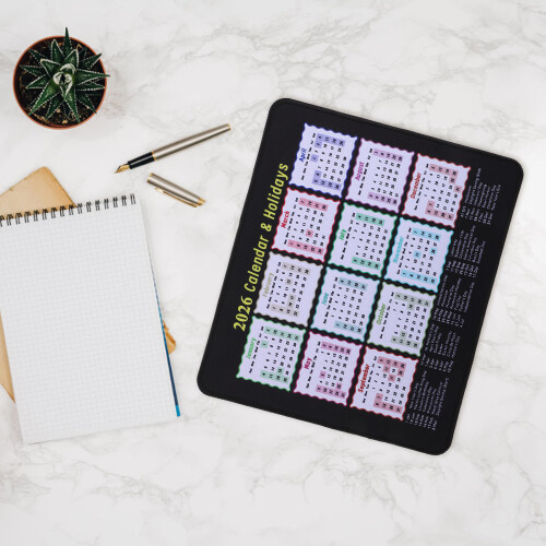 Multi Color Rubber Gaming Mouse Pad Calendar 2026 with Stable Grip 2