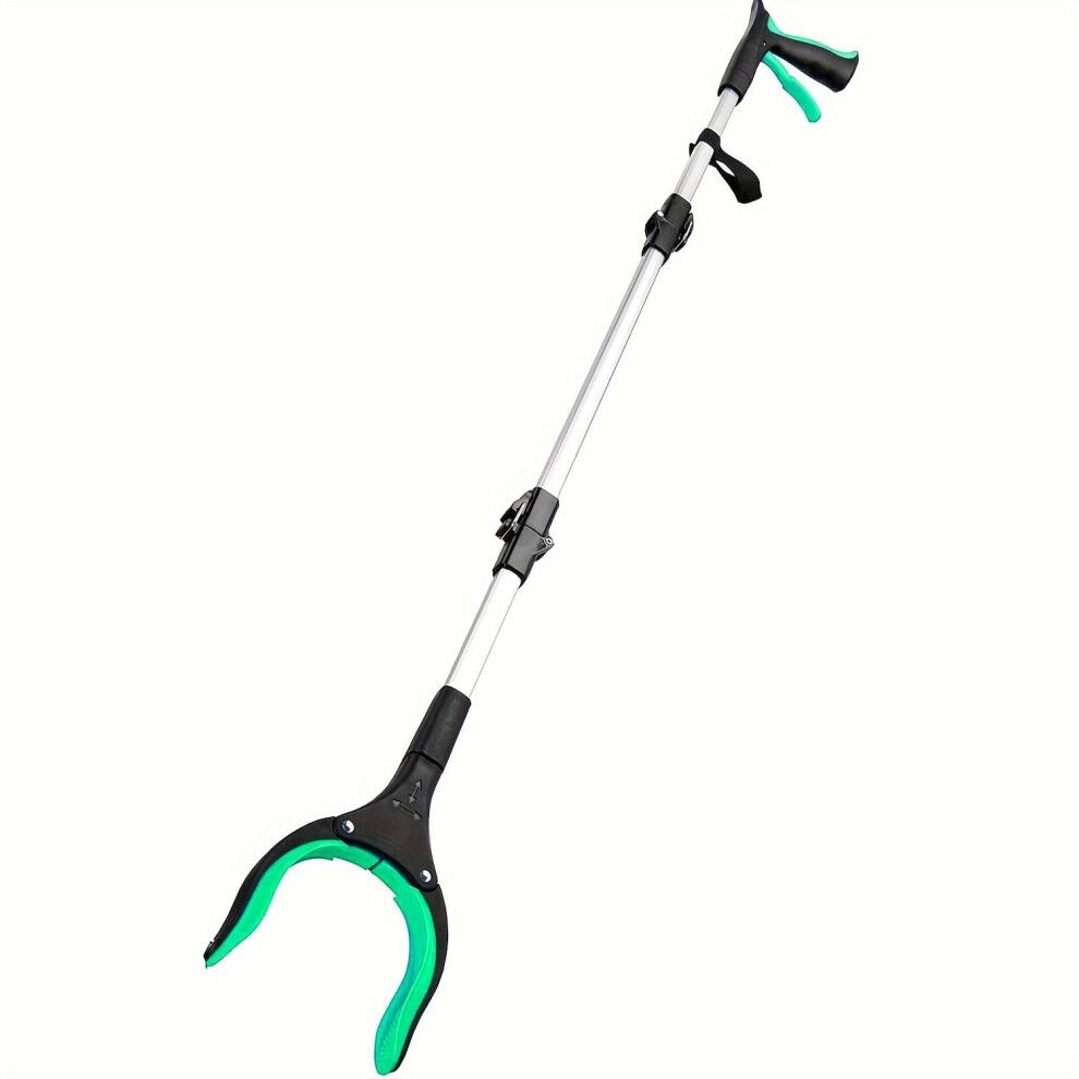 Reacher Grabber Tool for Elderly, Foldable Extra Long Design with Magnetic Pickup and Wide Claw (Green)