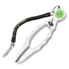 Fishing Pliers Clamps Fish Mouth Grabber with Coiled-Silver