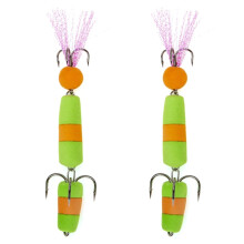 2pcs Foam Fishing Lures Swimbait Jig Hook-03 columnar green or