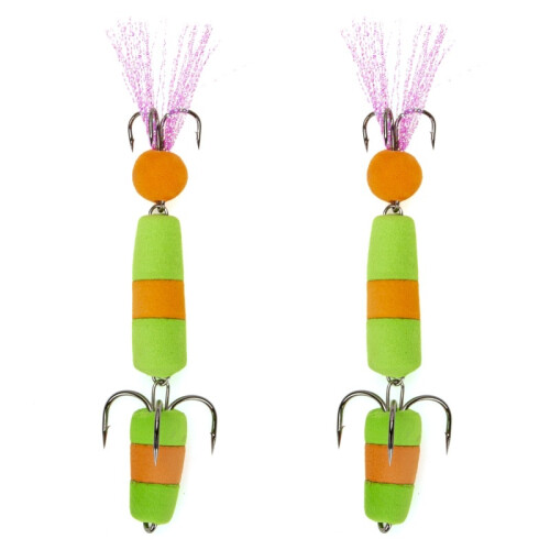 2pcs High Density Foam Swim Baits with 2-03 columnar green or