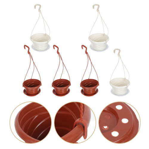 6set Red Abs Hanging Flower Container For Use 14.2x6.3in 2
