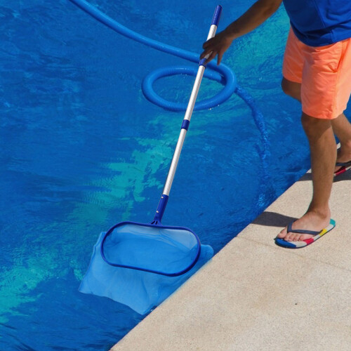 Pool Leaf Skimmer Net Round Telescopic Rod Compatible 1 Set 2