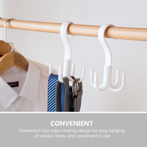 2Pcs Ps White Bag Hanger Rotating Hook for Purse Belt Scarf Storage 2