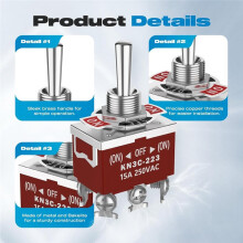 4 Stuks Momentane Tuimelschakelaar, Malicele DPDT 6-Pins (aan)-Uit-(aan) Waterdicht 30A 12V , 15A 250V AC Maritieme Tuimelschakelaar
