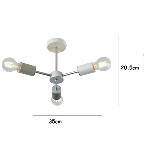 Vevo Monochrome 3 Arm Flush Ceiling Light Pendant 2