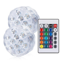 Underwater LED Lights with Remote Control, Battery Operated Color Changing Submersible Pool Lights for Hot Tub Decor (2 Lamps, 1 Remote)