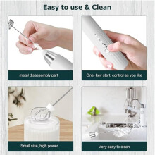 Wireless Electric Milk Frother, Egg Beater, USB Rechargeable Handheld Coffee Blender, Food Mixer, Foamer