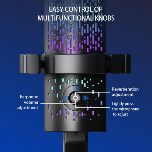 USB Microphone for Recording Streaming  PC Headphone Output Touch-Mute Button RGB Gaming Microphone Noise Cancellation 1