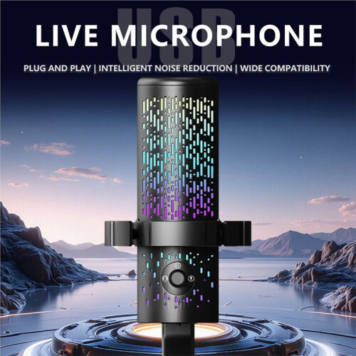 USB Microphone for Recording Streaming  PC Headphone Output Touch-Mute Button RGB Gaming Microphone Noise Cancellation 2