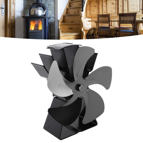 Wood Stove Fan 5-Blade, Vertical Base, Black 2