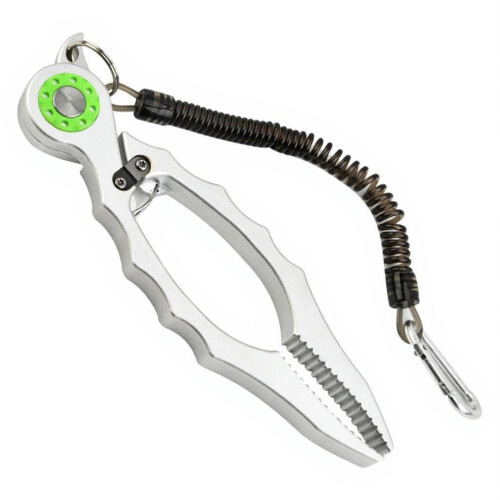Fish Holder Tool Grabber with Coiled Strap Fishing-Silver