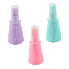 Silicone Oil Brush Set 3pcs Food Grade Basting Brushes for BBQ Baking with Measurement Markings Pink Purple