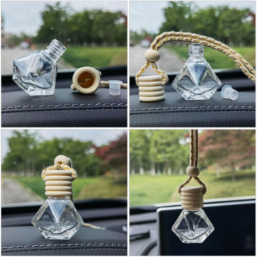 6Pcs Hanging Glass Perfume Bottles Car Interior Aromatherapy Diffuser 2