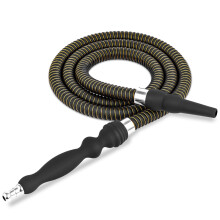 Washable Hookah Hose with Rubber Handle, Soft Touch Leather Wrapped 60 Inch Black Shisha Hose