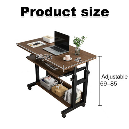 Height Adjustable Overbed Table on Wheels, Rolling Bedside Desk with Smooth Surface and Steel Frame, White 1
