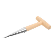 Stainless Steel Garden Dibber Tool with Ergonomic Wooden Handle for Precise Seed Planting Holes