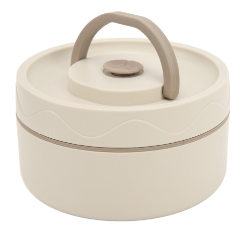 Double Layer Thermal Pot 420ml Beige Round 304 SS