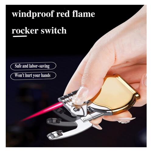 Butane Torch Lighter with Windproof Jet Flame, Refillable Adjustable Flame Control, Clear Zinc Alloy Body 2