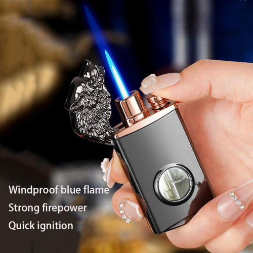 Dual Flame Butane Torch Lighter with Adjustable Windproof Ignition, Visible Fuel Chamber, Refillable Metal Design 1
