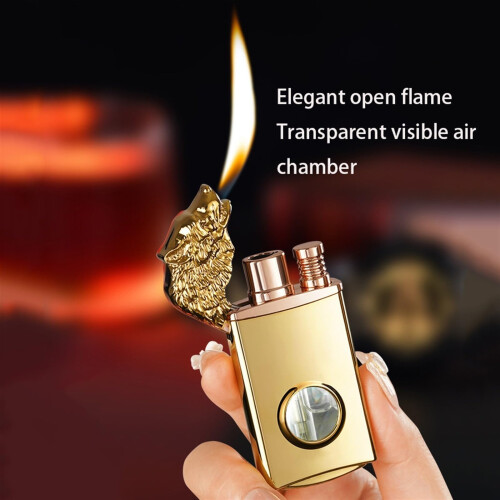 Dual Flame Butane Torch Lighter with Adjustable Windproof Ignition, Visible Fuel Chamber, Refillable Metal Design 2