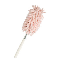 Retractable Chenille Microfiber Duster with Extendable Handle and Dual Washable Heads, Light Pink