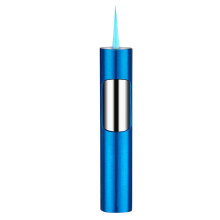 Windproof Butane Lighter Blue Flame Refillable Metal Torch with Adjustable Flame for Camping BBQ