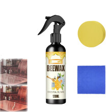 Beeswax Furniture Polish and Wood Cleaner Spray, Quick Shine Restoration, with Towel and Sponge