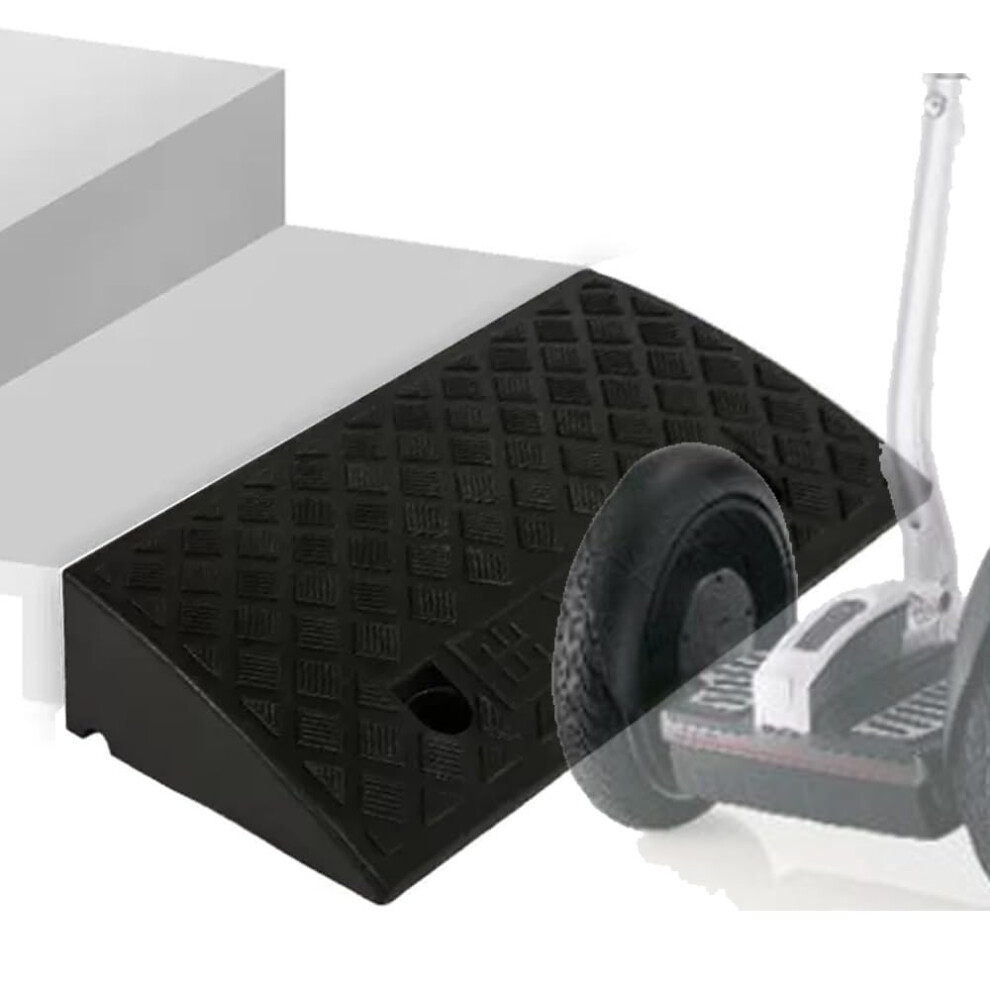 Black Rubber Wheelchair Curb Ramp, Antislip Heavyduty Threshold Ramp For Doorway, Step, Garage, 50X13x3cm