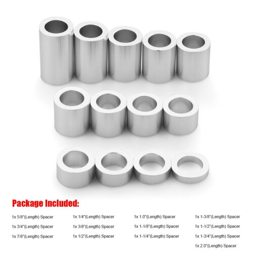 Kit com 13 Espaçadores de Eixo de Roda para Motocicleta, Diâmetro Interno de 3/4 Polegadas - Diâmetro Externo de 1-1/8 Polegadas para , 1