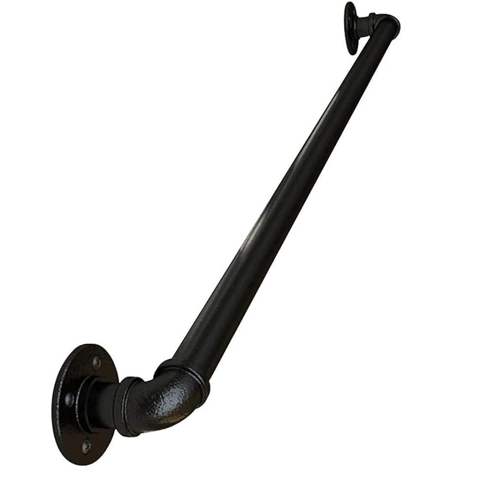 Black Industrial Wrought Iron Grab Bar Matte Handrail 80Cm Heavy Duty NonâSlip Wall Mounted Safety Rail For Bathroom