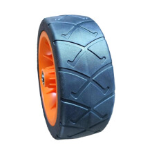 Camping Cart Replacement Wheel 19x7cm Solid PVC Orange Wagon Wheel with 360 Rotation and Universal Fit