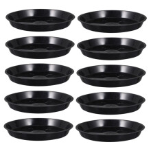 10Pcs Black Plastic Plant Pot Saucers Set, Round Flowerpot Trays for Indoor Outdoor Gardening, Durable Non Slip Design