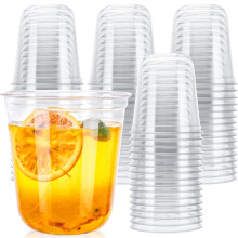 12oz Clear Disposable Wine Glasses 100 Pack, Durable PET Stemless Cups for Weddings and Parties