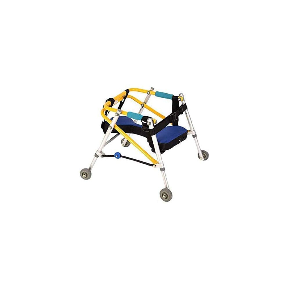 Pediatric Rollator Walker with Height Adjustable Frame and Padded Seat for Kids with Cerebral Palsy