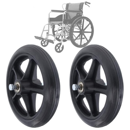 6 Inch Solid Wheelchair Front Wheels, Durable Rubber Replacement with Smooth Rolling and Easy Installation