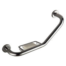 L Shaped Shower Grab Bar with Adjustable Armrest and Soap Dish, Stainless Steel Safety Handrail for Elderly
