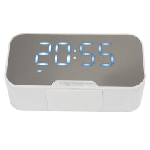 Mirror Alarm Clock Speaker White 1200mAh BT5.3