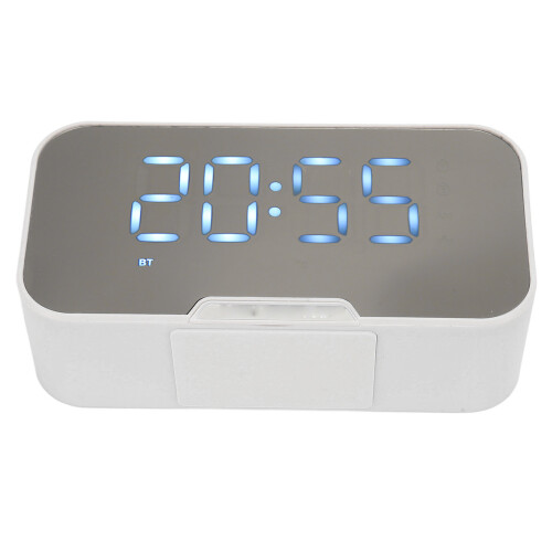 Mirror Alarm Clock Speaker White 1200mAh BT5.3