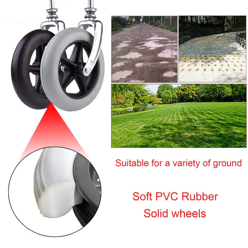 6 Inch Solid Wheelchair Front Wheels, Durable Rubber Replacement with Smooth Rolling and Easy Installation 1