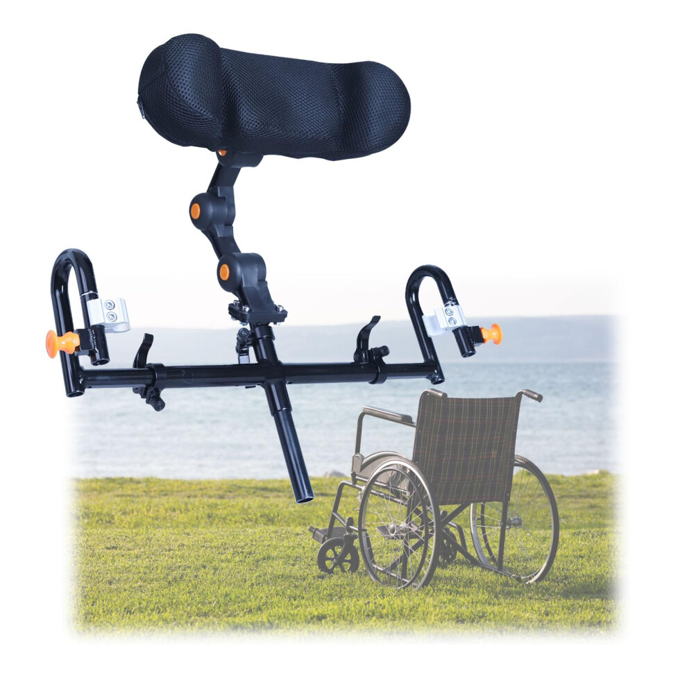Adjustable Wheelchair Headrest with Breathable Mesh Neck Support Pillow, Detachable and Stable Mount