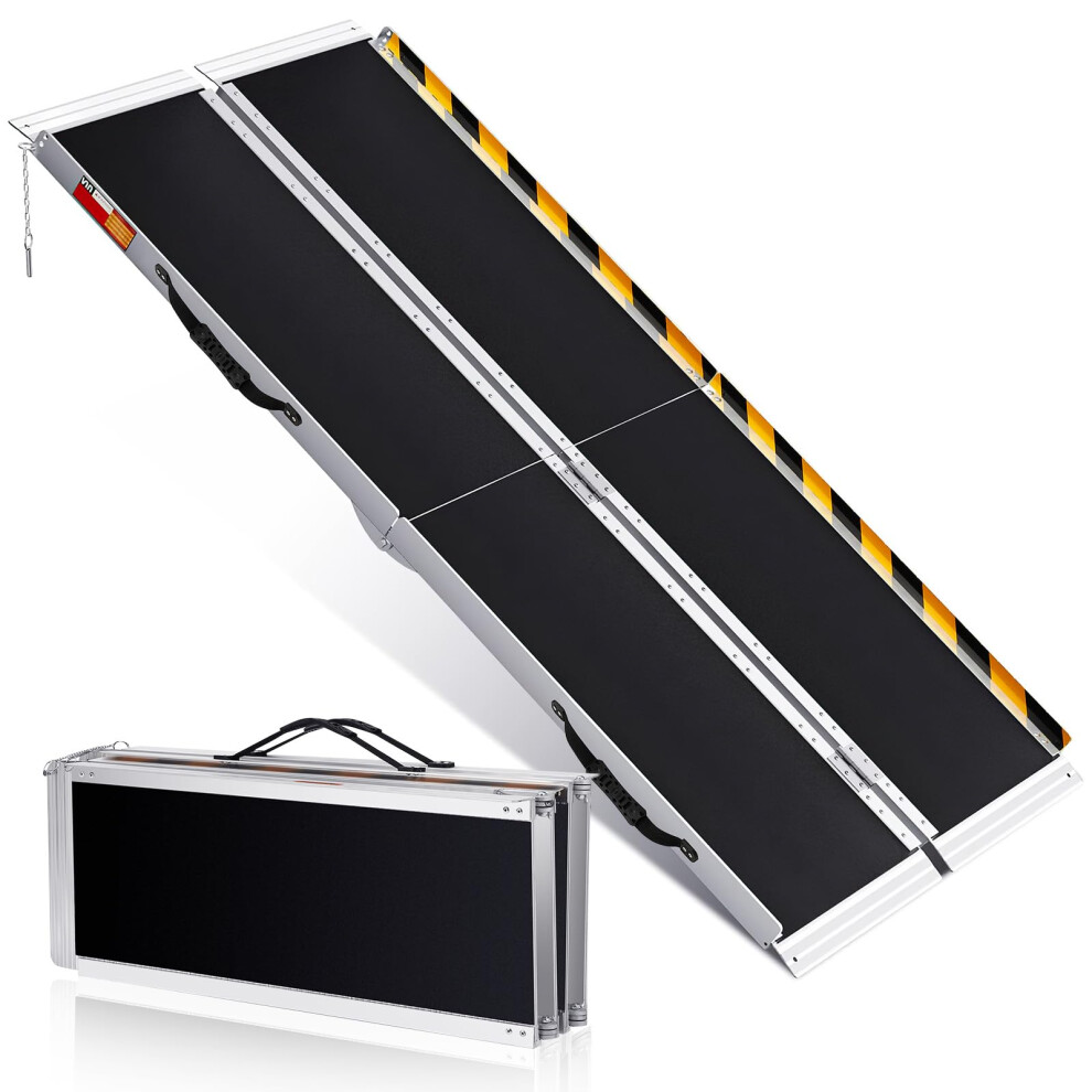 6FT Folding Aluminum Wheelchair Ramp, NonSlip Surface, 600Lbs Capacity for Home Steps, Doorways, Curbs, Scooters