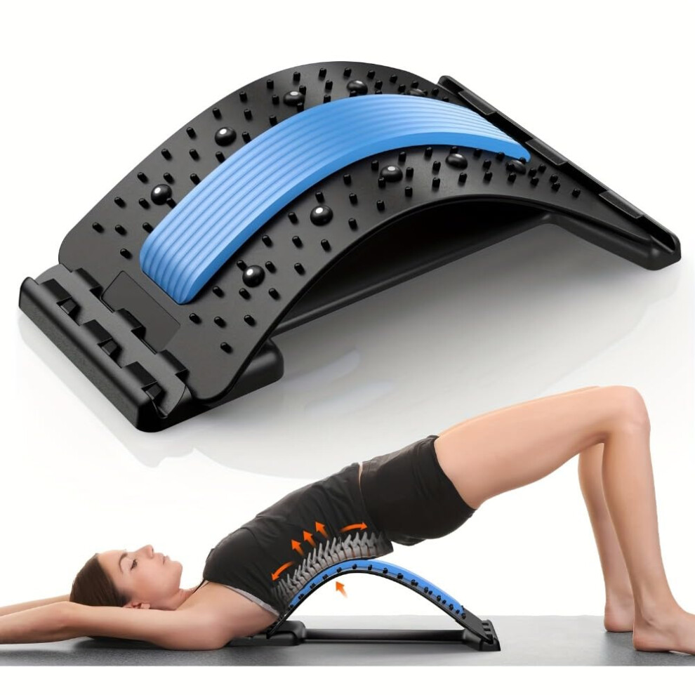 Adjustable Back Stretcher for Lower Back Pain Relief with Ergonomic Lumbar Support and Cushioned Surface