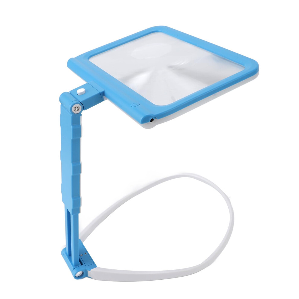Blue Hands Magnifying Glass 5X Neck Hanging Led Reading Magnifier With Dual Lighting For Sewing Crafts