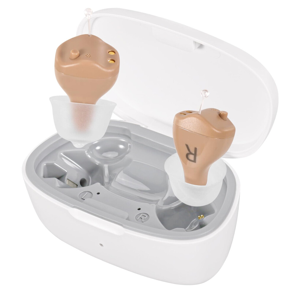 Nano Rechargeable Hearing Aids for Seniors, Invisible InâEar Amplifiers with Noise Cancellation and Charging Case