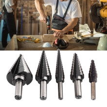 5Pcs Step Drill Bit Set Alloy Steel 1-6mm Silver