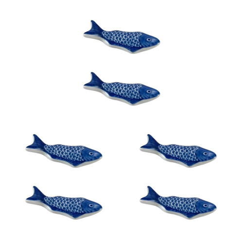 6Pcs Blue Ceramic Flatware Organizer Chopstick Rest for Dining Table
