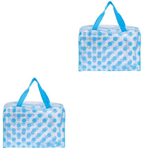 2Stk Make-Up Beutel PVC Transparent Wasserdicht Sky Blue 1